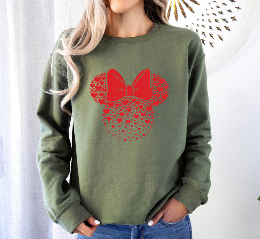 Disney Minnie Mickey Valentine's Day Sweater, Mickey & Minnie Head Sweatshirt, Disney Honeymoon Matching Shirt, Disney Valentine Trip 2025