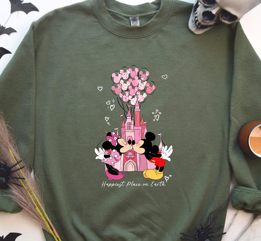 Disney Mickey Minnie Kiss Sweater, Mickey & Minnie Valentines Jumper, Happiest Place on Earth Shirt, Mickey Minnie Sweat, Love Gift for Her