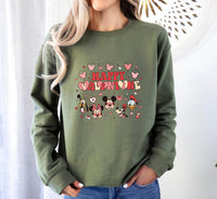 Cute Mickey And Friends Happy Valentine's Day Sweater, Disney Couple Matching Sweatshirt, Fancy Magic Kingdom Disneyland Family Holiday Gift