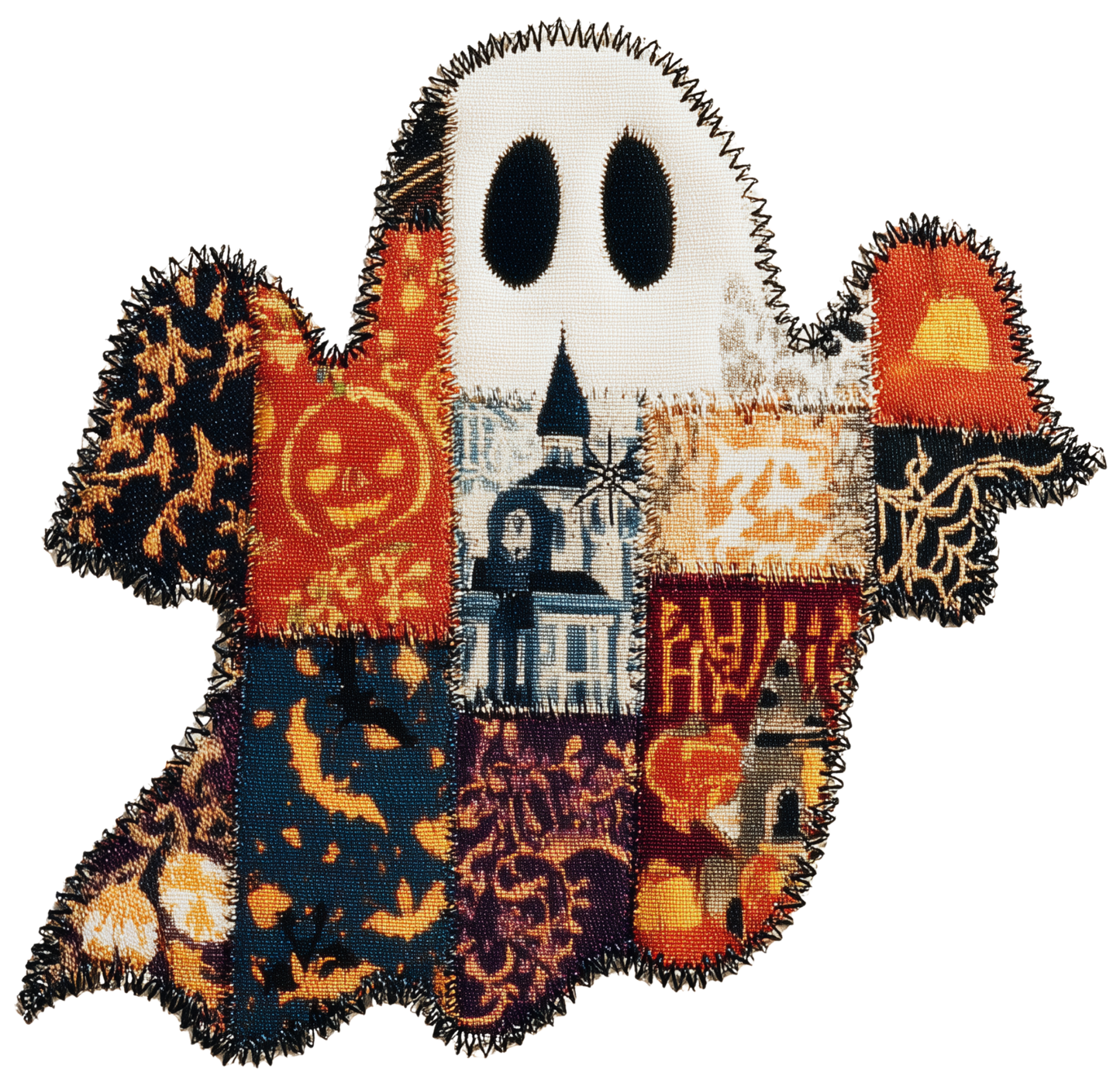 Rustic Quilted Patchwork Halloween Ghost 0012