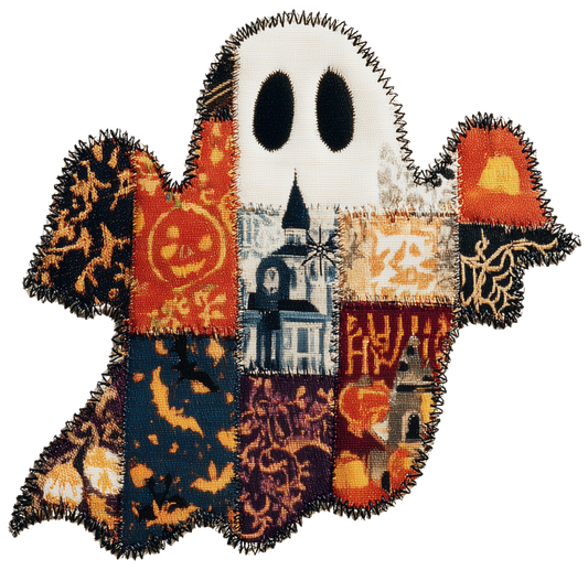 Rustic Quilted Patchwork Halloween Ghost 0012