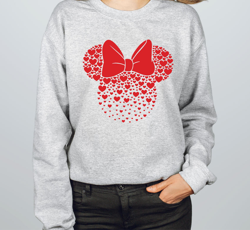 Disney Minnie Mickey Valentine's Day Sweater, Mickey & Minnie Head Sweatshirt, Disney Honeymoon Matching Shirt, Disney Valentine Trip 2025