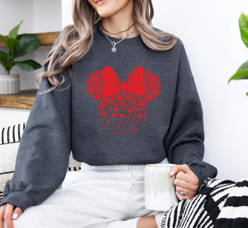 Disney Minnie Mickey Valentine's Day Sweater, Mickey & Minnie Head Sweatshirt, Disney Honeymoon Matching Shirt, Disney Valentine Trip 2025