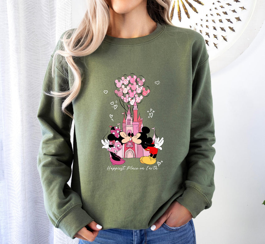 Disney Mickey Minnie Kiss Sweater, Mickey & Minnie Valentines Jumper, Happiest Place on Earth Shirt, Mickey Minnie Sweat, Love Gift for Her