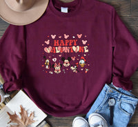 Cute Mickey And Friends Happy Valentine's Day Sweater, Disney Couple Matching Sweatshirt, Fancy Magic Kingdom Disneyland Family Holiday Gift