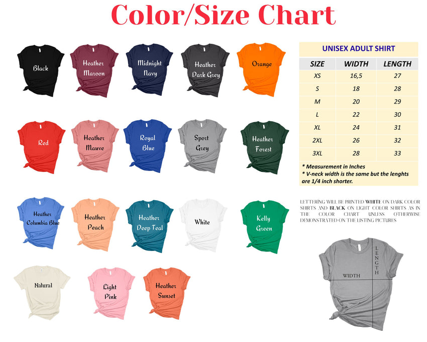 the color chart for a women&#39;s t - shirt