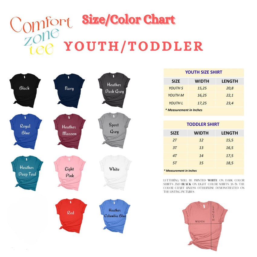 a chart showing the size of a youth&#39;s t - shirt