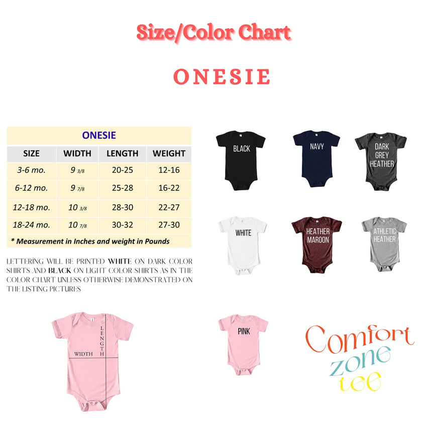 a picture of a baby onesie size chart