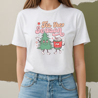 Tis the Season Christmas T-Shirt, Fun Holiday Graphic Tee, Women's Casual Fashion, Soft Comfortable Top, Trendy Festive Design Shirt