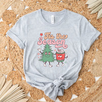 Tis the Season Christmas T-Shirt, Fun Holiday Graphic Tee, Women's Casual Fashion, Soft Comfortable Top, Trendy Festive Design Shirt