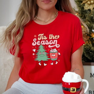 Tis the Season Christmas T-Shirt, Fun Holiday Graphic Tee, Women's Casual Fashion, Soft Comfortable Top, Trendy Festive Design Shirt