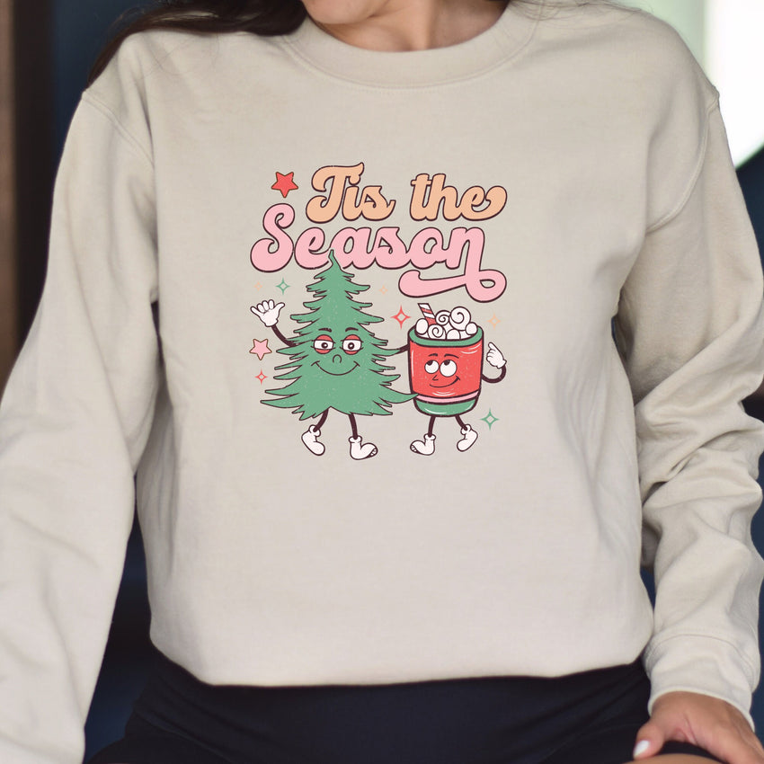 Tis the Season Christmas Sweatshirt, Fun Holiday Graphic Pullover, Unısex Cozy Fashion, Soft Comfortable Top, Trendy Festive Design Sweater