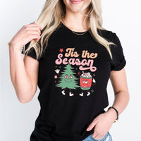 Tis the Season Christmas T-Shirt, Fun Holiday Graphic Tee, Women's Casual Fashion, Soft Comfortable Top, Trendy Festive Design Shirt