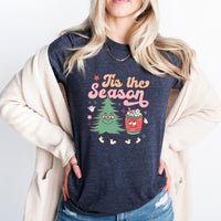 Tis the Season Christmas T-Shirt, Fun Holiday Graphic Tee, Women's Casual Fashion, Soft Comfortable Top, Trendy Festive Design Shirt