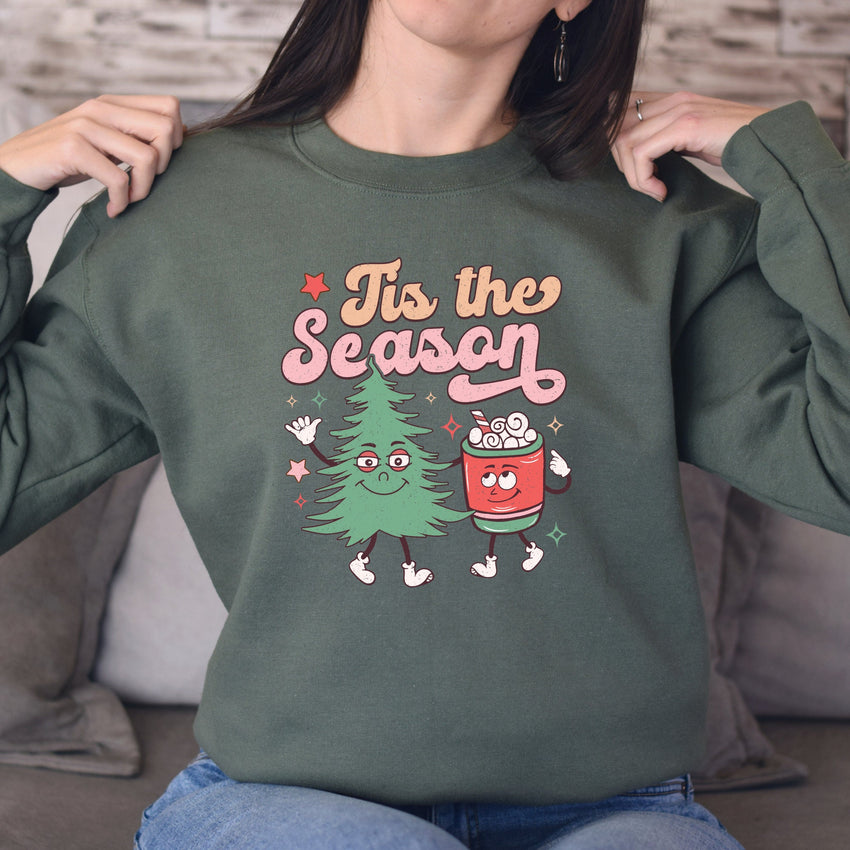 Tis the Season Christmas Sweatshirt, Fun Holiday Graphic Pullover, Unısex Cozy Fashion, Soft Comfortable Top, Trendy Festive Design Sweater