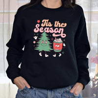 Tis the Season Christmas Sweatshirt, Fun Holiday Graphic Pullover, Women&#39;s Cozy Fashion, Soft Comfortable Top, Trendy Festive Design Sweater