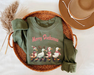 Christmas Ducks Sweatshirt, Duck Christmas Shirt For Women, Funny Animals Christmas Sweatshirt, Farm Lover Gift, Funny Christmas Shirt