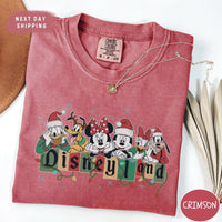 a red shirt with mickey mouse on it