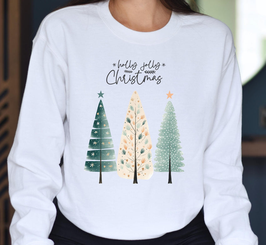 Holly Jolly Christmas Sweatshirt, Christmas Party Shirt,  Christmas Tree Sweatshirt, Holiday Sweaters for Women, Family Party Shirt