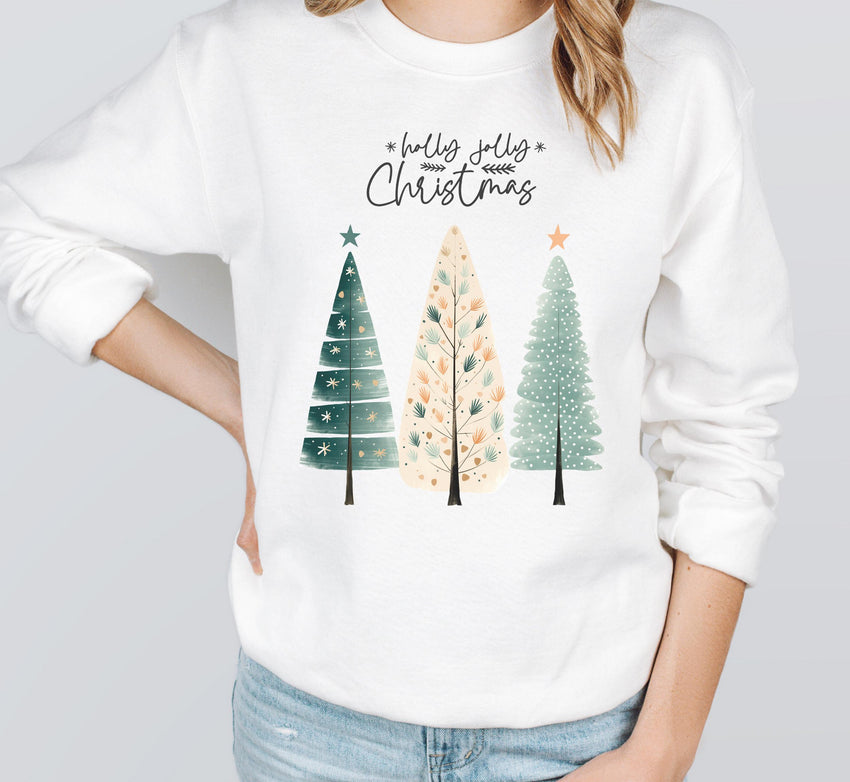 Holly Jolly Christmas Sweatshirt, Christmas Party Shirt,  Christmas Tree Sweatshirt, Holiday Sweaters for Women, Family Party Shirt