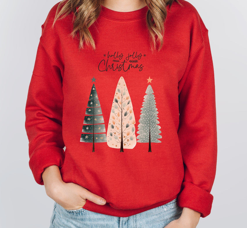 Holly Jolly Christmas Sweatshirt, Christmas Party Shirt,  Christmas Tree Sweatshirt, Holiday Sweaters for Women, Family Party Shirt