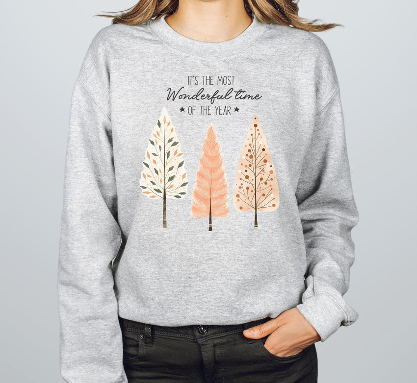 Christmas Tree Sweatshirt, It's The Most Wonderful Time Of The Year Sweat, Christmas Crewneck Sweat, Holiday Sweaters for Women