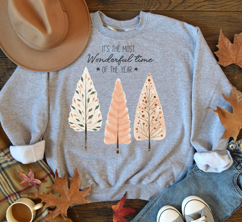 Christmas Tree Sweatshirt, It's The Most Wonderful Time Of The Year Sweat, Christmas Crewneck Sweat, Holiday Sweaters for Women