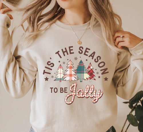 Tis The Season Sweatshirt, Christmas Tree Shirt, Christmas Shirts For Women, Retro Christmas Sweat, Family Christmas Sweatshirt