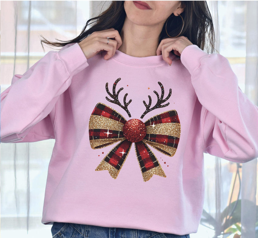 Christmas Bow Sweatshirt, Christmas Ribbon Shirt, Christmas Family Sweat, Merry Christmas Bow Sweat, Christmas Season Sweatshirt