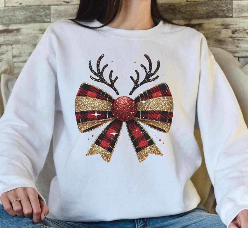 Christmas Bow Sweatshirt, Christmas Ribbon Shirt, Christmas Family Sweat, Merry Christmas Bow Sweat, Christmas Season Sweatshirt