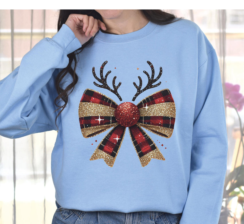 Christmas Bow Sweatshirt, Christmas Ribbon Shirt, Christmas Family Sweat, Merry Christmas Bow Sweat, Christmas Season Sweatshirt