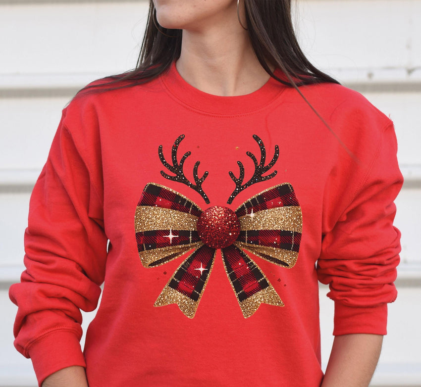 Christmas Bow Sweatshirt, Christmas Ribbon Shirt, Christmas Family Sweat, Merry Christmas Bow Sweat, Christmas Season Sweatshirt