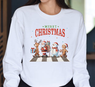 Merry Christmas Sweatshirt, Retro Santa Claus Sweat, Christmas Walking Across Shirt, Christmas Shirt For Women, Gingerbread Christmas Sweat