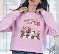 Merry Christmas Sweatshirt, Retro Santa Claus Sweat, Christmas Walking Across Shirt, Christmas Shirt For Women, Gingerbread Christmas Sweat