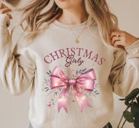 Christmas Girly Sweatshirt, Christmas Coquette Bow Shirt, Christmas Girly Crewneck, Holiday Season Shirts, Retro Christmas Sweatshirt