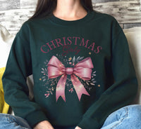 Christmas Girly Sweatshirt, Christmas Coquette Bow Shirt, Christmas Girly Crewneck, Holiday Season Shirts, Retro Christmas Sweatshirt