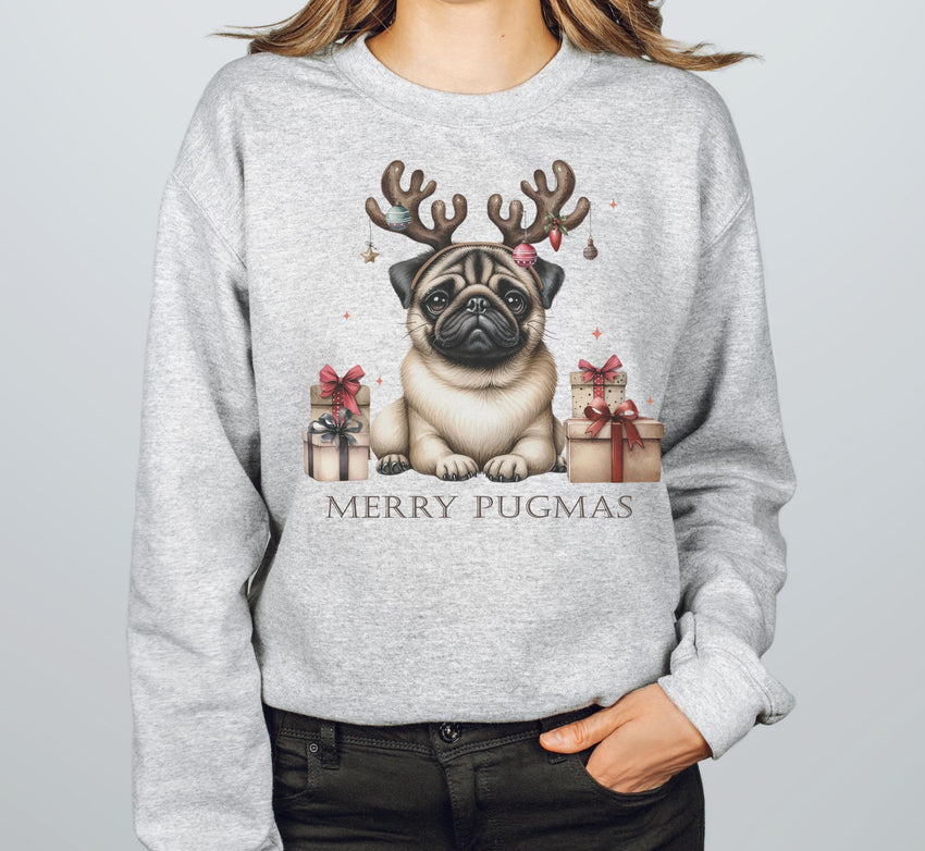 Merry Pugmas Sweat, Dog Lover Gift, Funny Christmas Sweat, Animal Lover Sweat, Dog Mom Shirt, Christmas Pugs Shirt, Christmas Party Gift