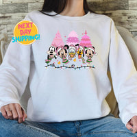 Mickey and Friends Christmas Sweatshirt, Mickey's Very Merry Christmas, Pink Christmas tree Sweatshirt, Vintage Mickey And Friends Christmas