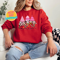 Mickey and Friends Christmas Sweatshirt, Mickey's Very Merry Christmas, Pink Christmas tree Sweatshirt, Vintage Mickey And Friends Christmas