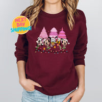 Mickey and Friends Christmas Sweatshirt, Mickey's Very Merry Christmas, Pink Christmas tree Sweatshirt, Vintage Mickey And Friends Christmas