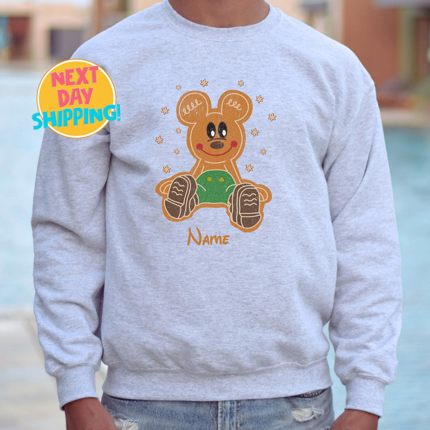 Disney Gingerbread Christmas Sweatshirt, Christmas Cookies, Custom Mickey Shirt, Retro Mickey Gingerbread, Merry Christmas Party