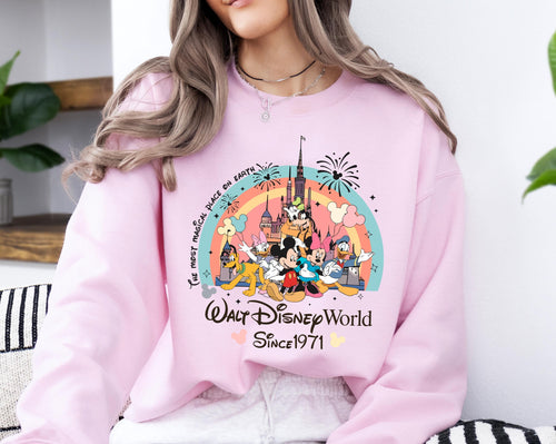 Vintage Mickey And Friends Disneyworld Est 1971 Sweatshirt, Disneyworld Shirt, 2024 Family Vacation Shirt, Magic Kingdom, Disneyworld Shirts