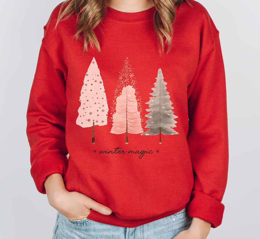 Winter Magic Sweatshirt, Christmas Tree Gift Shirt, Winter Tree Sweatshirt, Christmas Crewneck Sweatshirt, Holiday Sweatshirt