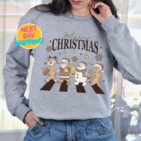 Cute Christmas Characters Sweatshirt, Holiday Xmas Gift, Merry Christmas,  Leopard Santa Sweatshirt, Retro Christmas Shirt, Gift for Woman