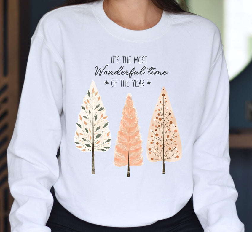 Christmas Tree Sweatshirt, It's The Most Wonderful Time Of The Year Sweat, Christmas Crewneck Sweat, Holiday Sweaters for Women