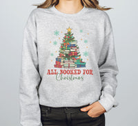 All Booked For Christmas Sweathirt, Book Lovers Christmas Gift, Bookworm Christmas Sweathirt, Christmas Book Tree Sweat, Gift for Librarian