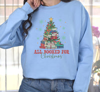 All Booked For Christmas Sweathirt, Book Lovers Christmas Gift, Bookworm Christmas Sweathirt, Christmas Book Tree Sweat, Gift for Librarian