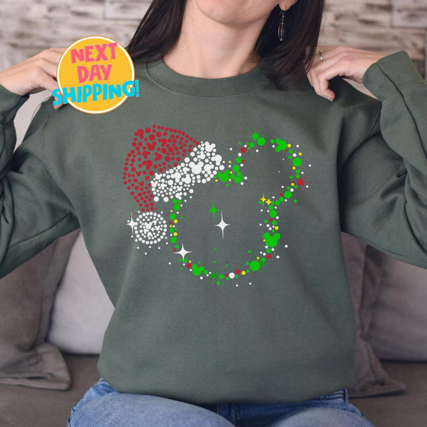 Santa Mickey Sweatshirt, Disney Christmas Shirt, Xmas Disney Sweater, Family Christmas Vacation Sweatshirt, Christmas Party Sweatshirt