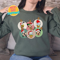 Mickey and Friends Christmas Sweatshirt, Vintage Disney Christmas Shirt, Cozy Graphic Xmas Sweater, Vintage Disney Christmas Shirt