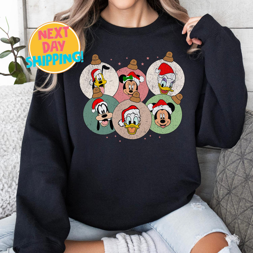 Mickey and Friends Christmas Sweatshirt, Vintage Disney Christmas Shirt, Cozy Graphic Xmas Sweater, Vintage Disney Christmas Shirt